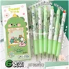 Canetas de gel Atacado Canetas de gel 6 Pçs / set Kawaii Moka Pêssego Astronautas Coelho Calor Apagável Tinta Mecânica Bonito Papelaria Escritório Escrita Dh5BA