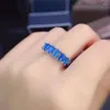Cluster-Ringe, natürlicher blauer Opal, Verlobungsring, 925er-Sterlingsilber, äthiopisches Geschenk