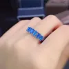 Bagues de cluster Bague de fiançailles en opale bleue naturelle 925 Sterling Silver Cadeau éthiopien