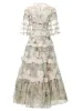 Vrouwelijke extravagante catwalk hoge kwaliteit lente mode feest mesh bedrukt casual bohemien slanke mooie lange jurken voor dames