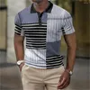 Polos pour hommes 2024 Polos à carreaux Rayures Impression Quotidienne Casual Manches courtes Street Tops Tees Hommes Vêtements Sweat-shirts surdimensionnés