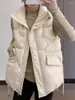 Gilets pour femmes 2024 épais coton gilet femmes vêtements d'hiver gilet lâche et mince col montant mode style occidental