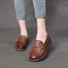 Casual Shoes Vintage Leather Cowhide Loafers Men's Driving Pumps Work