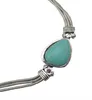 Link Bracelets Boho Tibetan Silver Geometric Turquoises Stone & Bangles For Women Ethnic Vintage Stretch Party Jewelry