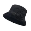 Wide Brim Hats Thickened Women Hat Warm Leopard Print Plush Bucket For Winter Windproof Headwear With Adjustable Fit