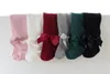 Leggings tights mode baby girl bowknot strumpbyxor solid född spädbarn småbarn vår hösten casual bomull stretchy 02y4740267