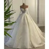 Superbe robe de mariée élégante à épaules dénudées et perles, manches longues, sur mesure, robes de mariée romantiques en dentelle, 2024