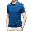 Herrpolos män sommarpolo kort ärm Silk Cool Dry Fast Sport Wear Male Casual Fit Stretch Solid Color Top Shirt