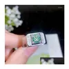 Pierścienie klastra Green Moissanite Classic Classic Style o wysokiej gęstości Kamienie porównywalne z diamentami. 925 Real Sier Drop dostawa