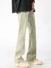メンズパンツパッチワークイエローマッドデニムジーンズ男性ニッチアメリカントレンディブランドマイクロフレアディスプレイ高幅ストレートレッグキャニスター