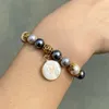 Charm Bracelets 26 Initial Letter Bracelet Colorful Shell Pearl Bead A-Z Alphabet Name Stretch Bangle Jewelry Gift For Women Men