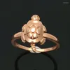 Bagues de cluster Original du designer 585 Purple Gold Charm élégant Golden Tortue en forme de tortue assiste à la rose plaquée 14 carats pour femmes