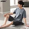 Big size Pyjamas Set for Men Summer Shorts Two Piece Sleepwear Shorts Sleeved Plus Size 3XL 4XL Loungewear Cotton Nightwear 240228