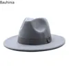 Breite Krempe Filz Fedora Hüte mit Bienenband Herbst Winter Hochzeit Party Trilby Hut Männer Gentleman Jazz Hüte 56-58CM 240221