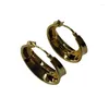 Hoop Earrings Stainless Steel Gold Plated Geometric U Shaped Hollow For Women Girl Trendy Party Ear Jewelry Gift