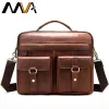 Sac à dos Male Briefcase Hommes en cuir véritable ordinateur portable Messenger sac pour hommes Vintage avocat porte-documents en cuir épaule fourre-tout sac de travail 8001