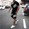 Tute da uomo Tute da uomo T-shirt da uomo Pantaloncini 2 pezzi Set Estate Maschile Manica corta Stampa Abbigliamento sportivo Tute Uomo O Collo T-shirt Abbigliamento Q240228