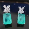 Dangle Earrings Woman Cread Paraiba Tourmaline Pariba Emerald Diamond Stones와 매달려 925 Sterling Silver Fine Jewelry 2024 Trend