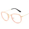 Zonnebril Lisse Retro Circle Dames Heren Effen Bril Groot Frame Heldere Lens Computer Vintage Voor Lunettes De Soleil Homme