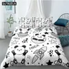 Cartoon Cute Panda Polyester sängkläder set barn barn täcker pojkar sängkläder uppsättning för tonåringar kung storlek 240226