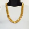 Män tung xxl 18mm 14k guld finish miami kubansk länk kedja halsband285w