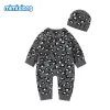 Jacken Baby Strampler Hüte Kleidung Sets Mode Leopard Gestrickte Neugeborenen Jungen Mädchen Overalls Outfit Herbst Winter Kleinkind Säuglings Strickwaren