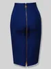 Jupes InstaLike Bodycon Sexy Solide Zip Jupe Orange Bleu Noir Rouge Blanc Élastique Slim Streetwear Crayon D'été