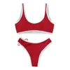 Mulheres de banho esportes split bikini mulheres maiô alça ajustável cor vermelha senhora emagrecimento maiôs moda beach wear maiô