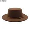 Liten storlek 52 54 cm brittisk stil barn fedora hattar pojke flickor barn platt topp filt jazz hatt formell festklänning cap 240219
