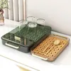 Tea Trays Plastic Drain Tray Creative Transparent Rectangle Water Pot Cup Storage Decorative Snack Loaf Plate Home Ornament
