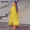 Cm.yaya plus size kvinnor blad skarv batwing löst asymmetrisk smal klänning vintage mode maxi långa klänningar vestidos 240228