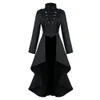 Medieval Vinatge Irregular Skirt Hem Black Trench Women Tailcoat Steam Punk Gothic Windbreaker Cape Street Cloak Long Jackets 240219