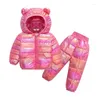 Clothing Sets Children Baby Kids Warm Hooded Down Jackets Pants Bright Surface Winter Girls Boys Snowsuit Coats