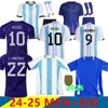 アルゼンチン3スターサッカージャージー記念23 24 25ファンプレーヤーバージョンMESIS MAC ALLISTER DYBALA DI MARIA MARTINEZ DE PAUL MARADONA CHILD CHILD KIT MEN SHIRT