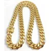 Stainless Steel Chains 18K Gold Plated High Polished Miami Cuban Link Necklace Men Punk 14mm Curb Chain Double Safety Clasp 18inch258o