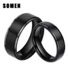 Wedding Rings 2Pcs 6mm & 8mm Sets 100% Pure Titanium Black Couple Bands Engagement Lovers Jewelry Alliance Bague Homme213K