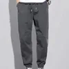 Męskie spodnie Mężczyźni Ogólnie proste stały kolor ładunkowy wiosenny letni sznurka kostka związana z spodniami do pracy