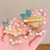 Accessori per capelli Adorabile Ornamento Hanfu Fiore in lega Clip laterale Accessorio per perla Copricapo Forcina per ragazza per bambini Stile cinese