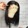 Human Hair Wigs Lace Front For Black Women Straight Bob Wig Remy Knots Brazilian Pre Plucked With Baby Drop Delivery Products Virgin Dhgbv