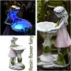 Decorazioni da giardino Fata dei fiori Decorazione solare Statua da giardino in resina Luce che si illumina al buio Cortile Scultura all'aperto Figura di angelo Goccia Del Dhadu