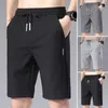 Shorts pour hommes été solide décontracté hommes de haute qualité affaires sociales taille élastique glace soie plage mâle lâche Sport pantalons courts