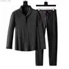 Men's Tracksuits 2 pieces/set for summer mens elastic waistband pleated casual short sleeved pants set clothing Q240229