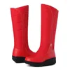 Boots 2024 Women Winter Long Platform Shoes Mid-Calf Designer Kitten Heels Round Toes Ladies Wedge Heel Black Red