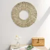 Retro Mirror Home Decoration Hanging Handmade Tassel Woven Wall Mounted Homestay Badrum Rattan 240219