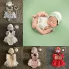 Fotografia recém -nascida bebê renda de renda fotografia de fantasia Faixa de cabeça chapéu 1 mês Roupas de princesas Acessórias de acessórios equipados para meninas