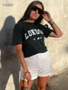 T-shirt pour femmes plus sizeletter signe imprimé t-shirt white coton tshirt décontracté top top streetwear fashion streetwear