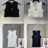 Kvinnor Topps Tankt-Shirt Anagram Regelbundet Croped Cotton Jersey Camis Female Femme Knits Tees Designer Embroidery Sticked Sport Breattable Yoga Vest H23