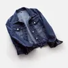 İlkbahar Sonbahar Kadın Denim Ceket Uzun Kollu Palto Gevşek Denim Ceket Düğmesi Dış Giyim Kot Ceket 5xl240321