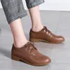 Casual Shoes Corium Oxford Style Small Leather for Women Deep Mouth Single Soft Sules Flat Plus Size 41 42