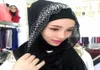 1PCイスラム教徒ヒジャーブ女性のためのスクエアスクエアターバンヒジャーブヘッドカバーシルキーサテンラップファッションスカーフイスラムバンダナブラックビッグS9120385